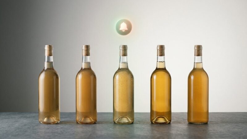 Botellas de kombucha y sodas artesanales ordenadas por fecha de vencimiento junto a un telefono con un aviso de WhatsApp